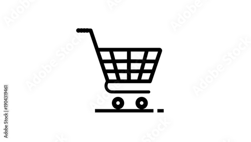 Shopping cart symbol, black isolated silhouette