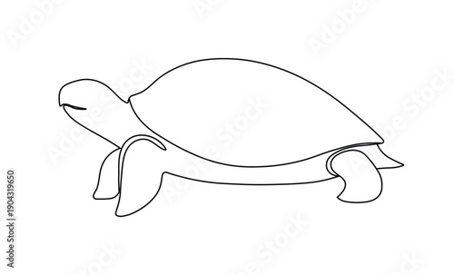 Sea turtle line art drawing crawling forward slowly conceptual ocean floor elegant strokes