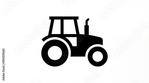 Black and white tractor icon for agriculture and farming.