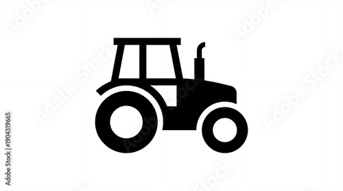 Black and white tractor icon for agricultural or farming use.
