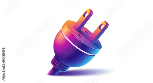 A colorful illustration of a plug with two prongs and a rounded body