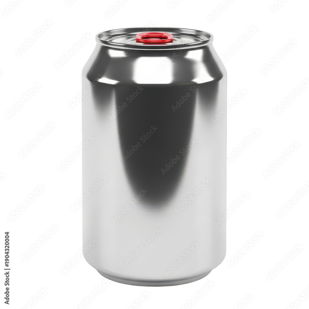 Obraz premium Shiny silver can drink isolated on transparent background