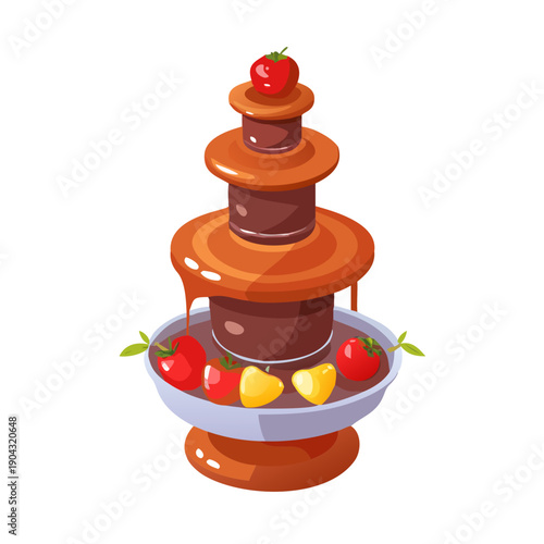 A colorful stack of fresh tomato and red pepper sits on a white plate like a bright wooden toy pyramid isolated for a childhood education game