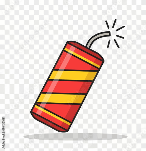 Red Dynamite with Yellow Stripes Exploding.