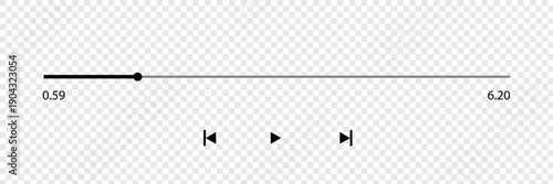 WebAudio or video player progress loading bars with time slider, play and pause, rewind and fast forward buttons. templates of media player playback panel interface. vector illustration .EPS 10 .