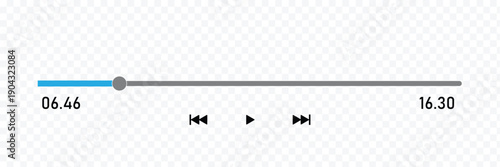 WebAudio or video player progress loading bars with time slider, play and pause, rewind and fast forward buttons. templates of media player playback panel interface. vector illustration .EPS 10 .