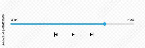 WebAudio or video player progress loading bars with time slider, play and pause, rewind and fast forward buttons. templates of media player playback panel interface. vector illustration .EPS 10 .