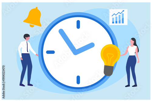 time management, productivity, multitasking vector illustration. work task and time management strategy to increase productivity 