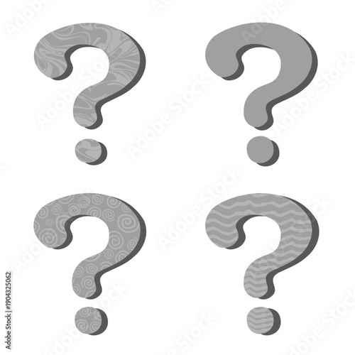 ？　クエスチョンマークのベクターイラスト　グレー４種のデザインセット