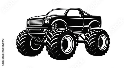 Monster Truck Silhouette - Powerful Off-Road Vehicle with Large Tires