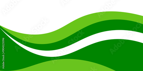 Abstract White and Green wave wide background banner, vector