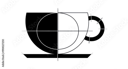 Abstract Coffee Cup Logo Design, Minimalist Black and White Icon