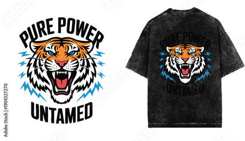 Tiger themed vector T shirt design, Perfect for posters, apparel, T-shirt design and many other