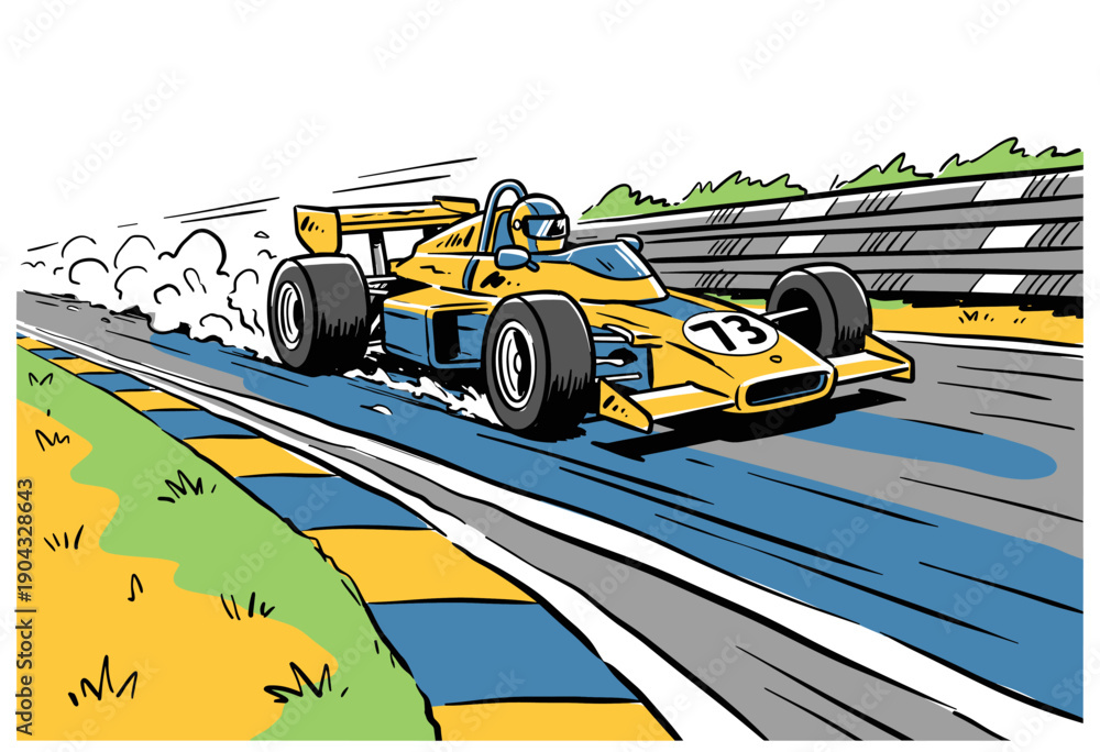Naklejka premium Sport car print design for t shirt, poster, sticker. Speed racing graphic print. Vintage F1 car artwork. Battle of the year challenge. Extreme race il