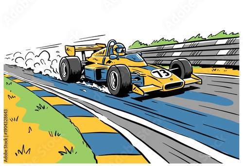 Sport car print design for t shirt, poster, sticker. Speed racing graphic print. Vintage F1 car artwork. Battle of the year challenge. Extreme race il
