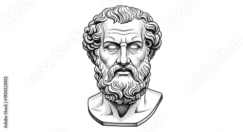 Ancient Greek Philosopher Bust - Classical Sculpture of Bearded Man