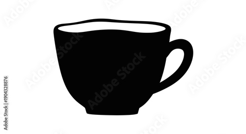 Minimalist Black Silhouette of a Coffee Cup on White Background