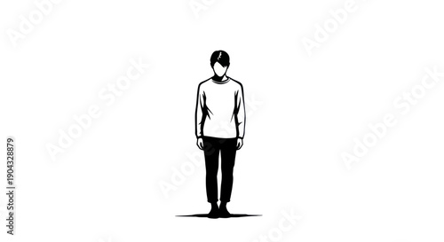 Minimalist Illustration of a Person Standing Alone Against White Background