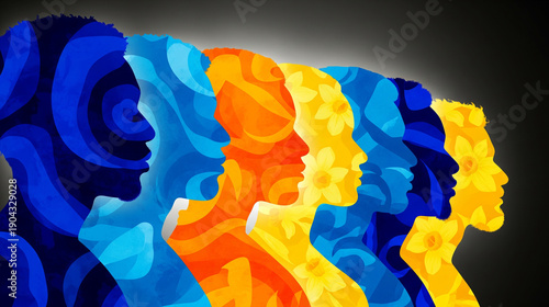 Abstract Group of People Representing Diversity and Community