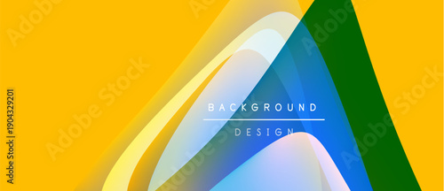 Abstract fluid shapes overlap, creating vibrant color gradients. Text reads background design within central white space. Modern aesthetic.