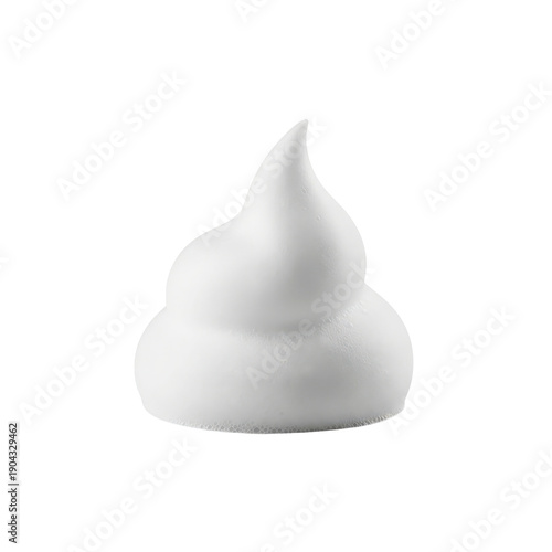 White shaving cream or whipped topping swirl isolated on transparent background