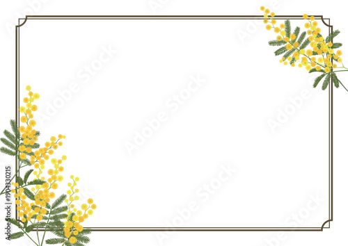 ミモザのフレーム（A４横・背面透過）