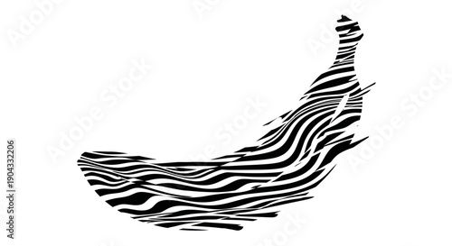 Abstract Zebra Pattern Banana Silhouette - Surreal Fruit Art