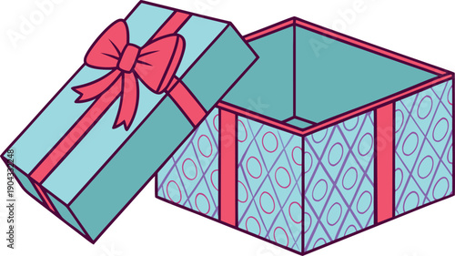 Open Gift Box Illustration. Open Gift Box Icon Design. Open Gift Box Concept. Open Gift Box Present Illustration. Open Gift Box Package Design. Open Gift Box Surprise Icon. Open Gift Box Celebration