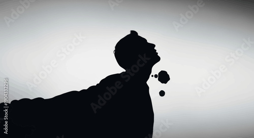 Silhouette of a man looking up, reaching for freedom, abstract background