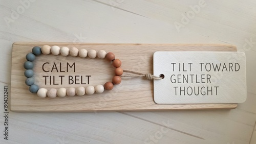 Tilt Belt for Gentle Thoughts Promoting Calm Mindfulness and Positive Reflection in Natural Wood Setting