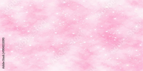 An abstract pink winter background features soft bokeh lights, magical glitter, and delicate snowflakes creating a festive Christmas holiday celebration wallpaper with a bright star pattern design