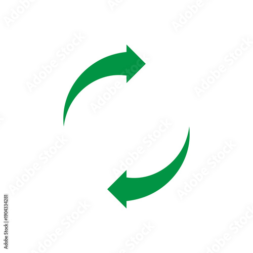 A simple green circular arrow icon on a white background indicating refresh or reload.
