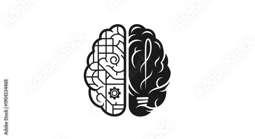 Split Brain Concept: Left Hemisphere Logic, Right Hemisphere Creativity