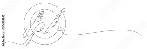 continuous line drawing of cutlery illustration 9.eps