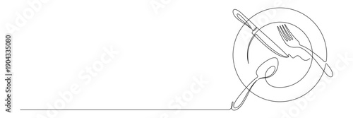 continuous line drawing of cutlery illustration 8.eps