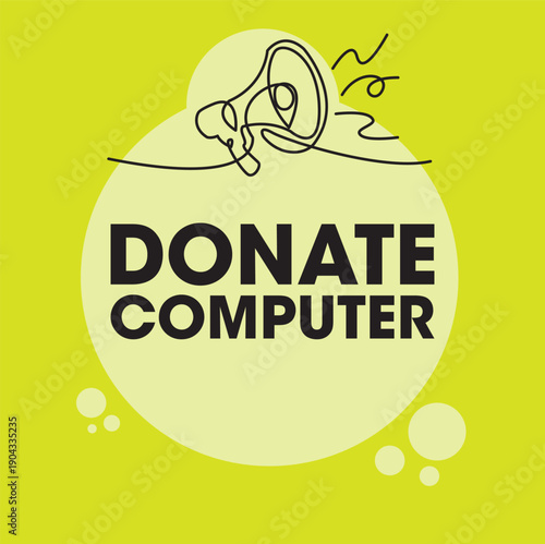 Donate computer sign, label clip art flat design.