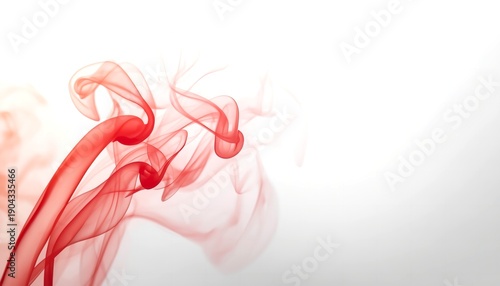 A vibrant red smoke swirl against a clean white background