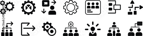 Vector icon set of business presentation screens with financial line graphs and checkmarks, representing data analysis and strategic planning success.