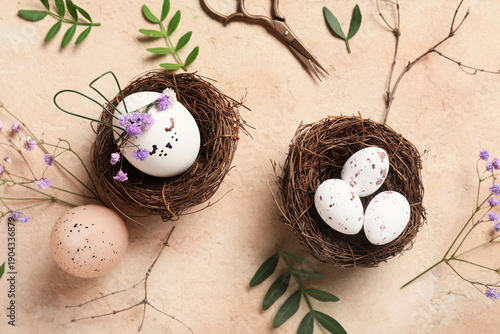 Nests of creative Easter eg...