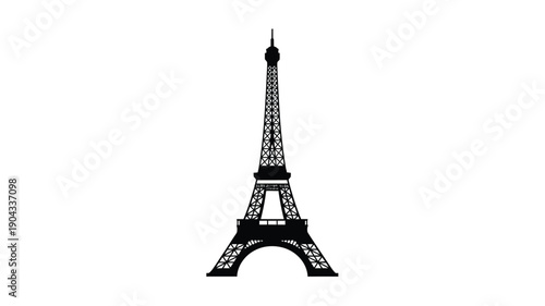 A striking black silhouette of the iconic eiffel tower in paris