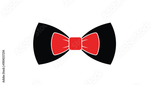 A simple illustration depicting a classic black and red bow tie