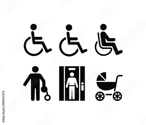Accessibility and Transportation Icons Set wheelchair