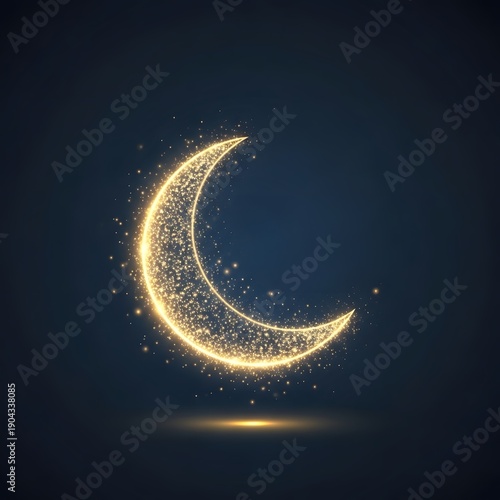 Wallpaper Mural Glowing crescent moon shape formed by sparks against a dark background Torontodigital.ca