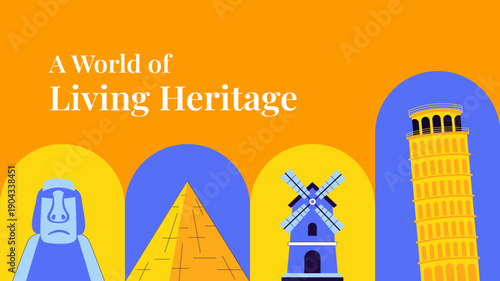 World Heritage Day Thumbnail Flat Cartoon Hand Drawn Illustration Background