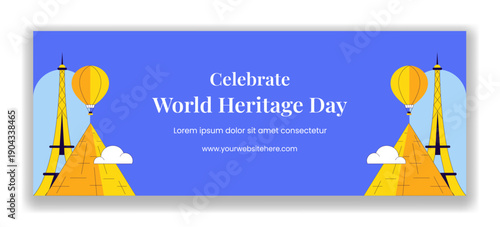 Social Media Cover World Heritage Day Flat Cartoon Hand Drawn Illustration Design