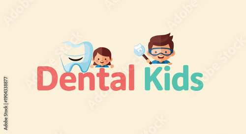 Cheerful cartoon characters promoting dental care for young children