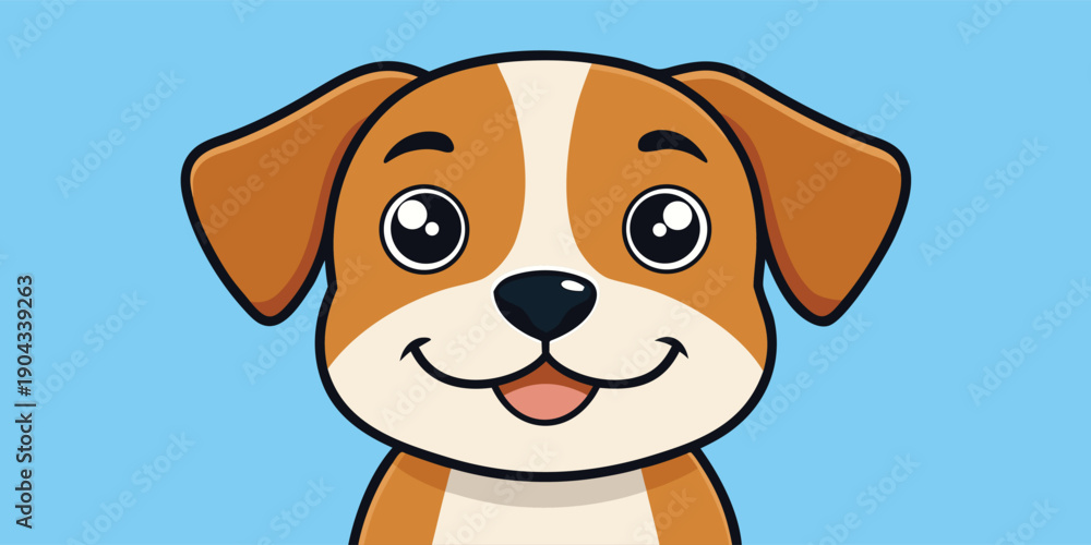Obraz premium Vector illustration showing a smiling dog face designed for stock markets, bringing a playful and friendly vibe to financial themes in various designs