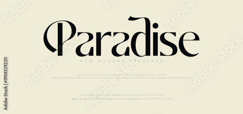 Paradise minimal luxury font alphabet logo. Typography beauty fashion elegant minimalist serif italic fonts decorative wedding vintage retro logos. vector illustration