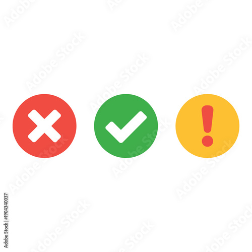 Three icons representing different actions or statuses are shown