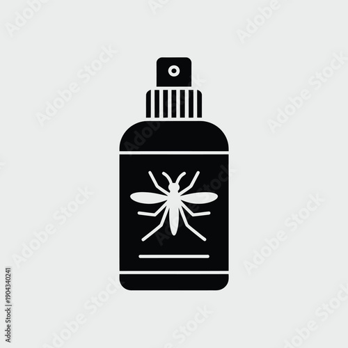 Black silhouette of insect repellent spray bottle with a spider on it